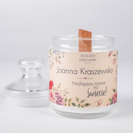 PREZENT NA DZIE MAMY personalizowana wieca naturalna