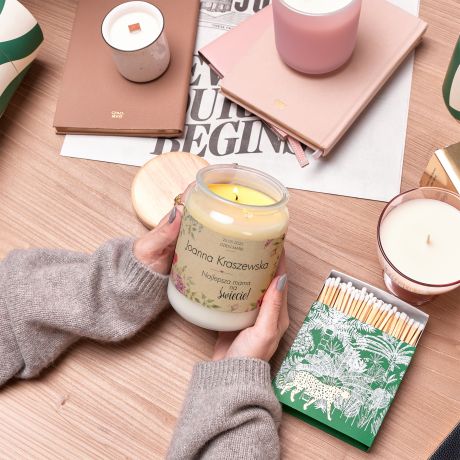 PREZENT NA DZIE MAMY personalizowana wieca naturalna