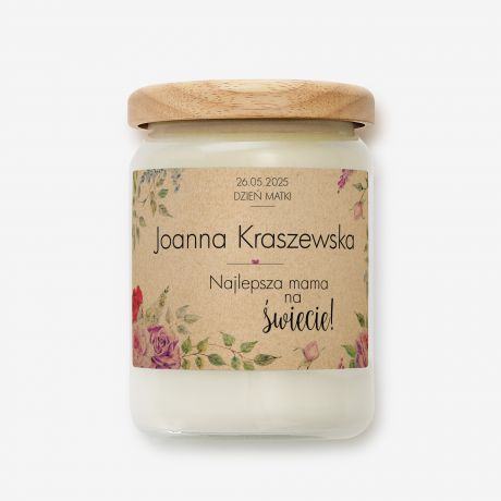 PREZENT NA DZIE MAMY personalizowana wieca naturalna