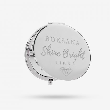 Prezent na urodziny dla przyjaciki Lusterko kieszonkowe DIAMOND srebrne 
