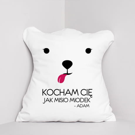 Prezent na Walentynki dla niej JAK MISIO MIODEK poduszka personalizowana 