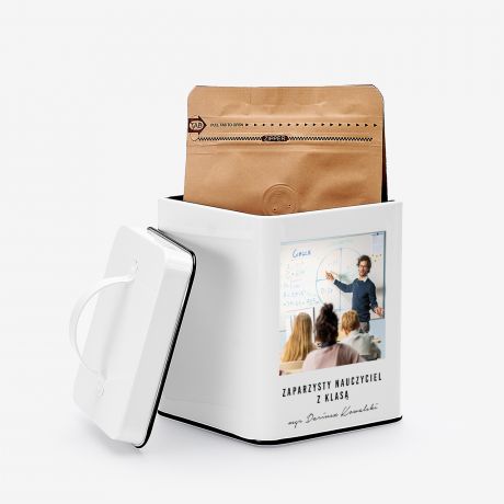 Prezent ze zdjciem na DZIE NAUCZYCIELA kawa i puszka personalizowana prezent dla nauczyciela