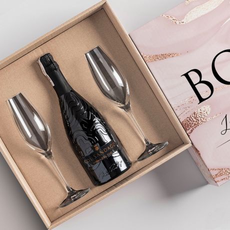 Prosecco z kieliszkami ELEGANCKI PREZENT DLA SZEFOWEJ