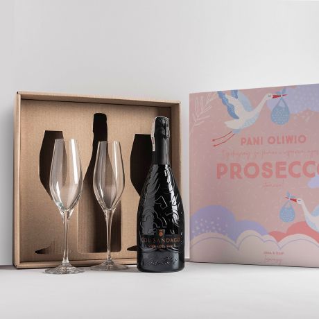 Prosecco z kieliszkami PODZIKOWANIE DLA POONEJ