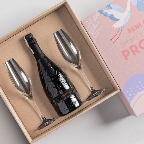Prosecco z kieliszkami PODZIKOWANIE DLA POONEJ prezent dla poonej prezent dla pielgniarki