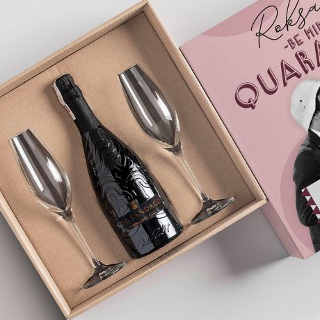 Prosecco z kieliszkami PREZENT DLA DZIEWCZYNY NA WALENTYNKI