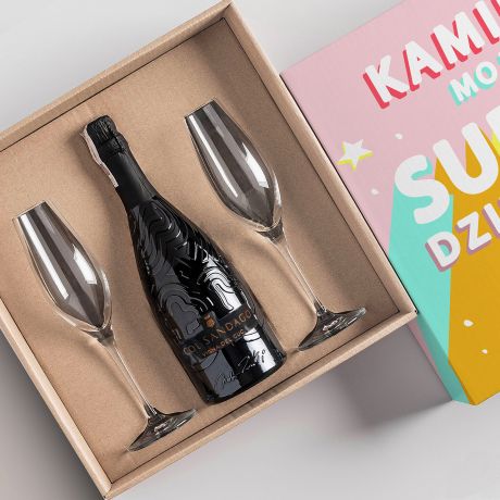Prosecco z kieliszkami PREZENT DLA DZIEWCZYNY
