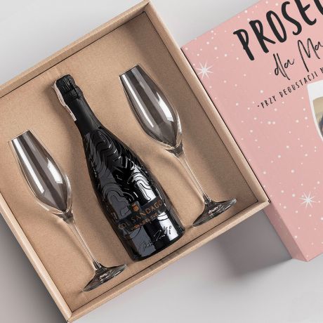 Prosecco z kieliszkami PREZENT DLA MAMY