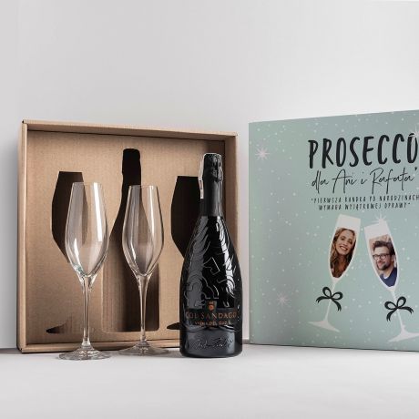 Prosecco z kieliszkami PREZENT DLA MODYCH RODZICW