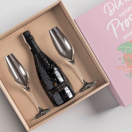 Prosecco z kieliszkami PREZENT DLA PRZYJACIӣKI