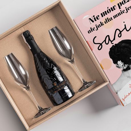 Prosecco z kieliszkami PREZENT DLA SSIADKI