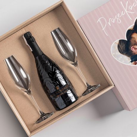 Prosecco z kieliszkami PREZENT DLA UKOCHANEJ