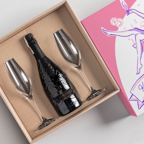 Prosecco z kieliszkami PREZENT NA 40 URODZINY