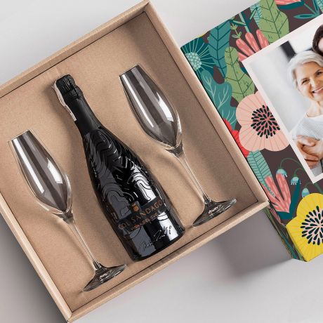 Prosecco z kieliszkami PREZENT NA DZIE MAMY