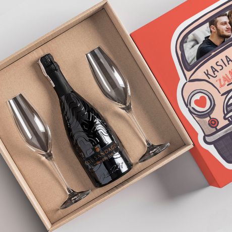 Prosecco z kieliszkami PREZENT NA LUB CYWILNY