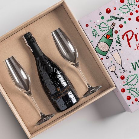 Prosecco z kieliszkami PREZENT NA WITA DLA PRZYJACIӣKI zestaw prezentowy