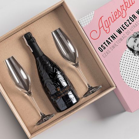 Prosecco z kieliszkami PREZENT NA WIECZR PANIESKI