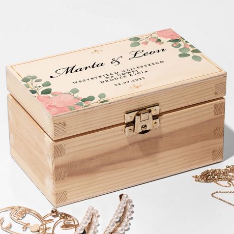 Drewniane pudełko na pieniądze ŚLUB
