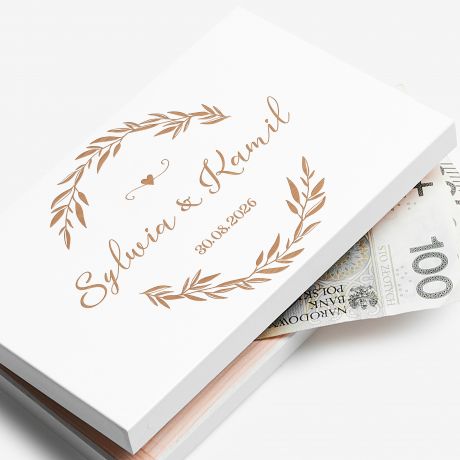 Drewniane pude�ko na pieni�dze PREZENT DLA PARY M�ODEJ
