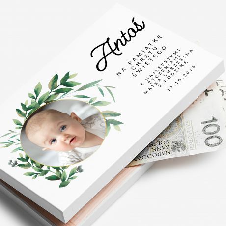 Pude�ko na pieni�dze ze zdj�ciem PREZENT NA CHRZEST