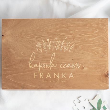 Memory box KAPSUA CZASU DLA DZIECKA skrzynia z grawerem