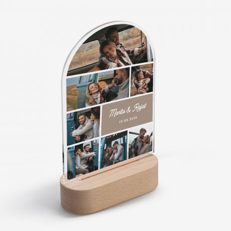 Ramka LED z drewnianym stojakiem WSPLNE CHWILE prezent na walentynki prezent walentynkowy ramka z grawerem