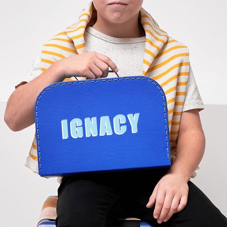 Rcznie szyty kuferek dla dziecka Z IMIENIEM prezent dla chopca prezent dla chopczyka walizka personalizowana