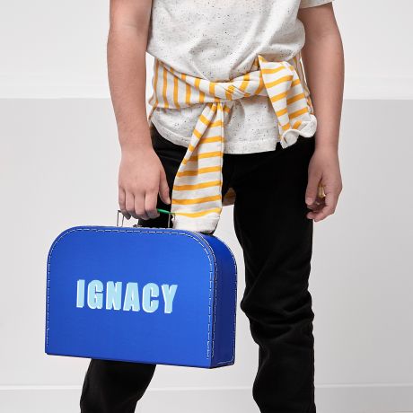 Rcznie szyty kuferek dla dziecka Z IMIENIEM prezent dla chopca prezent dla chopczyka walizka personalizowana