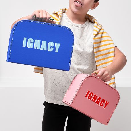 Rcznie szyty kuferek dla dziecka Z IMIENIEM prezent dla chopca prezent dla chopczyka walizka personalizowana