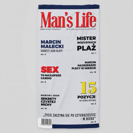 Ręcznik kąpielowy MAN`S LIFE śmieszny prezent dla faceta
