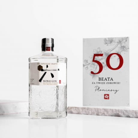 Roku Gin z personalizowaną kartką ORYGINALNY PREZENT NA 50 URODZINY