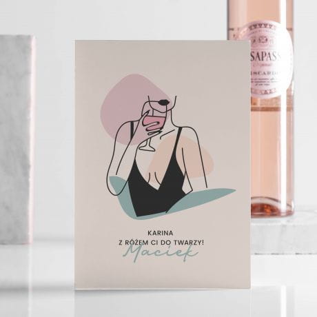 Różowe wino dla dziewczyny Rosapasso + kartka z personalizacją