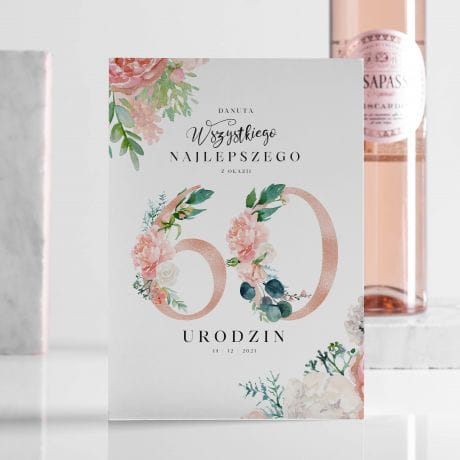 Wino na 60 urodziny i personalizowana kartka ROSAPASSO