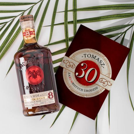 Rum i kartka personalizowana ZESTAW PREZENTOWY NA 30 URODZINY