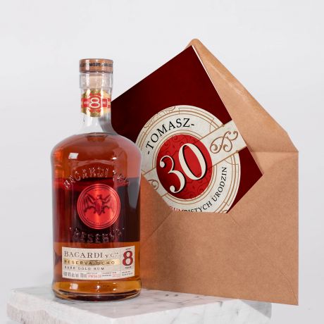 Rum i kartka personalizowana ZESTAW PREZENTOWY NA 30 URODZINY