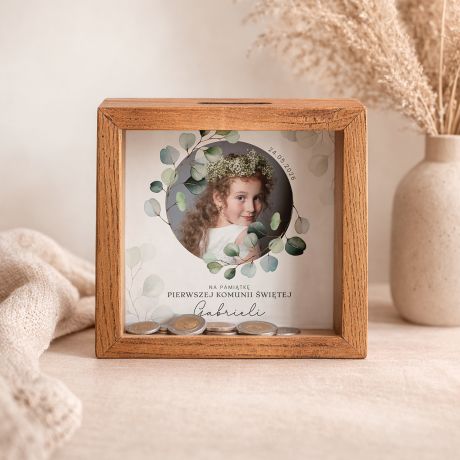 Skarbonka na komuni� PREZENT OD CHRZESTNEJ prezent na komuni� pami�tka komunijna skarbonka personalizowana