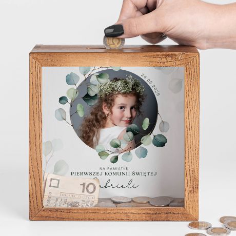 Skarbonka na komuni� PREZENT OD CHRZESTNEJ prezent na komuni� pami�tka komunijna skarbonka personalizowana