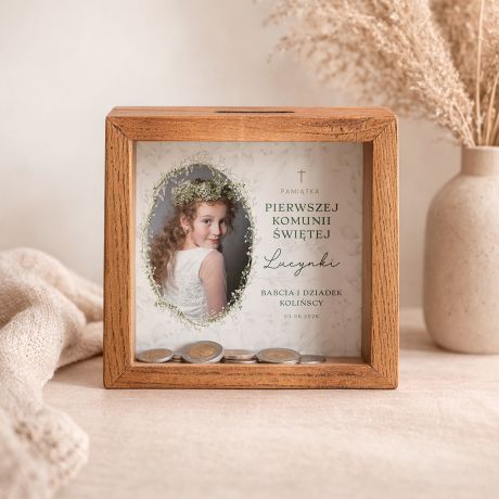 Personalizowana SKARBONKA NA KOMUNI� prezent ze zdj�ciem prezent na komuni� pami�tka komunijna prezent ze zdj�ciem