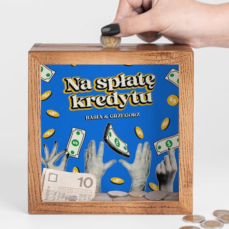 Skarbonka z napisem NA SPAT KREDYTU prezent dla pary