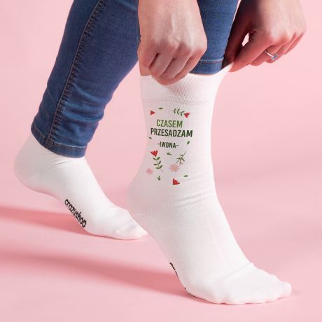 Personalizowane skarpetki dla mamy CZASEM PRZESADZAM 36-39 skarpetki personalizowane skarpetki z nadrukiem