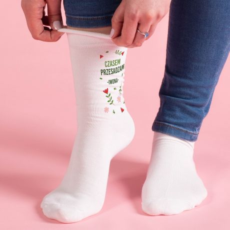 Personalizowane skarpetki dla mamy CZASEM PRZESADZAM 36-39 skarpetki personalizowane skarpetki z nadrukiem