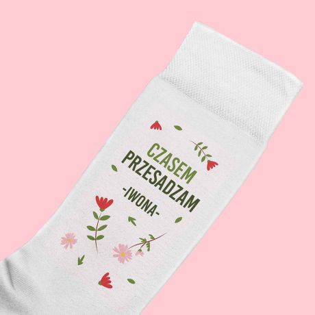 Personalizowane skarpetki dla mamy CZASEM PRZESADZAM 42-45  skarpetki personalizowane skarpetki z nadrukiem