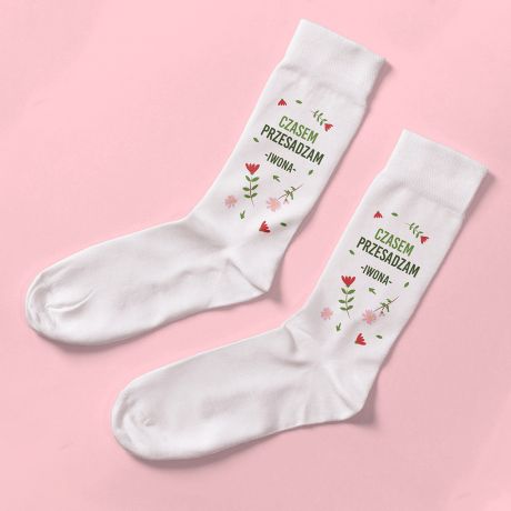 Personalizowane skarpetki dla mamy CZASEM PRZESADZAM 42-45  skarpetki personalizowane skarpetki z nadrukiem