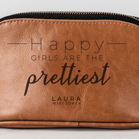 Skrzana kosmetyczka damska HAPPY prezent dla przyjaciki