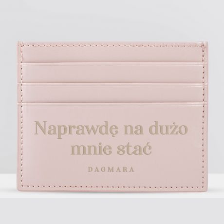 Skrzane etui na karty NA DUO MNIE STA prezent dla koleanki na urodziny