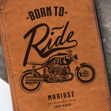 Skrzany organizer mski BORN TO RIDE prezent dla motocyklisty