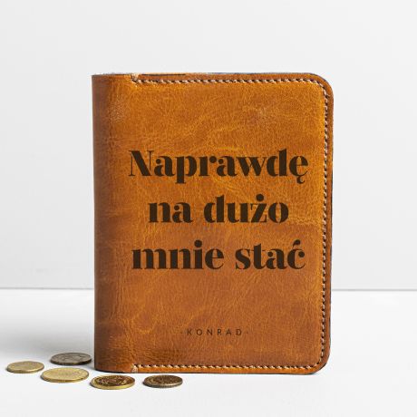 Skrzany portfel mski NA DUO MNIE STA prezent dla faceta