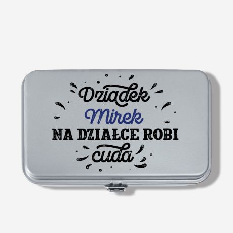 Skrzyneczka na nasiona PREZENT DLA DZIADKA OGRODNIKA szara