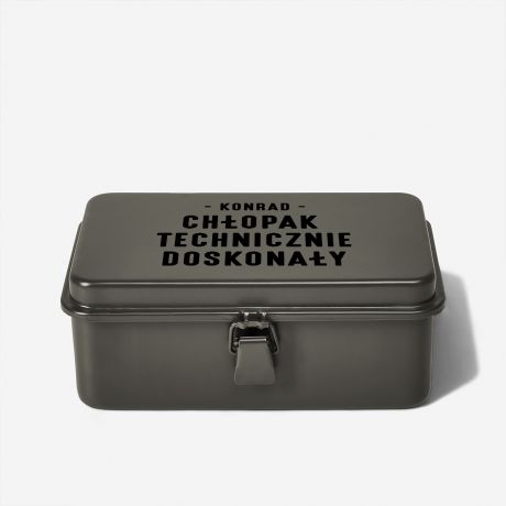 Personalizowana skrzynka zielona TECHNICZNIE DOSKONAY praktyczny prezent dla chopaka
