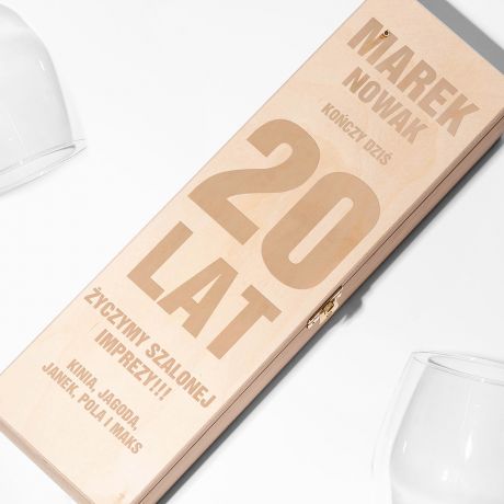 Skrzynka personalizowana na alkohol PREZENT NA 20. URODZINY